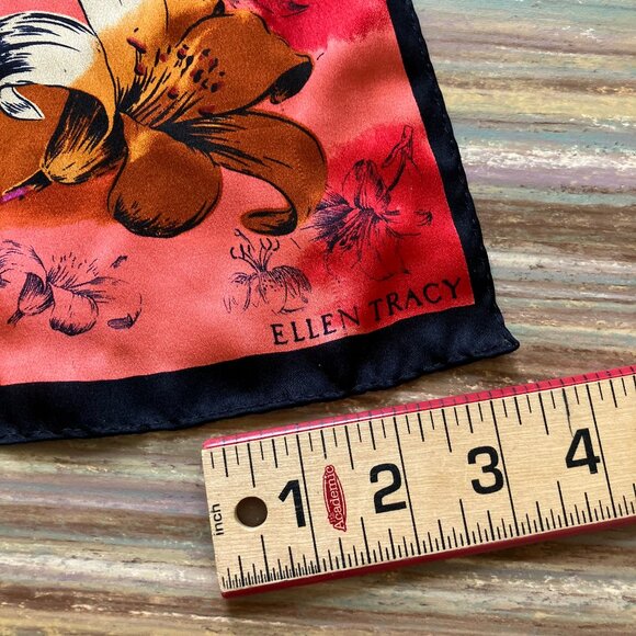 Ellen Tracy Floral Scarf Tiger Lily & Rose Vintage Head Neck Hair Accessory - Picture 4 of 5